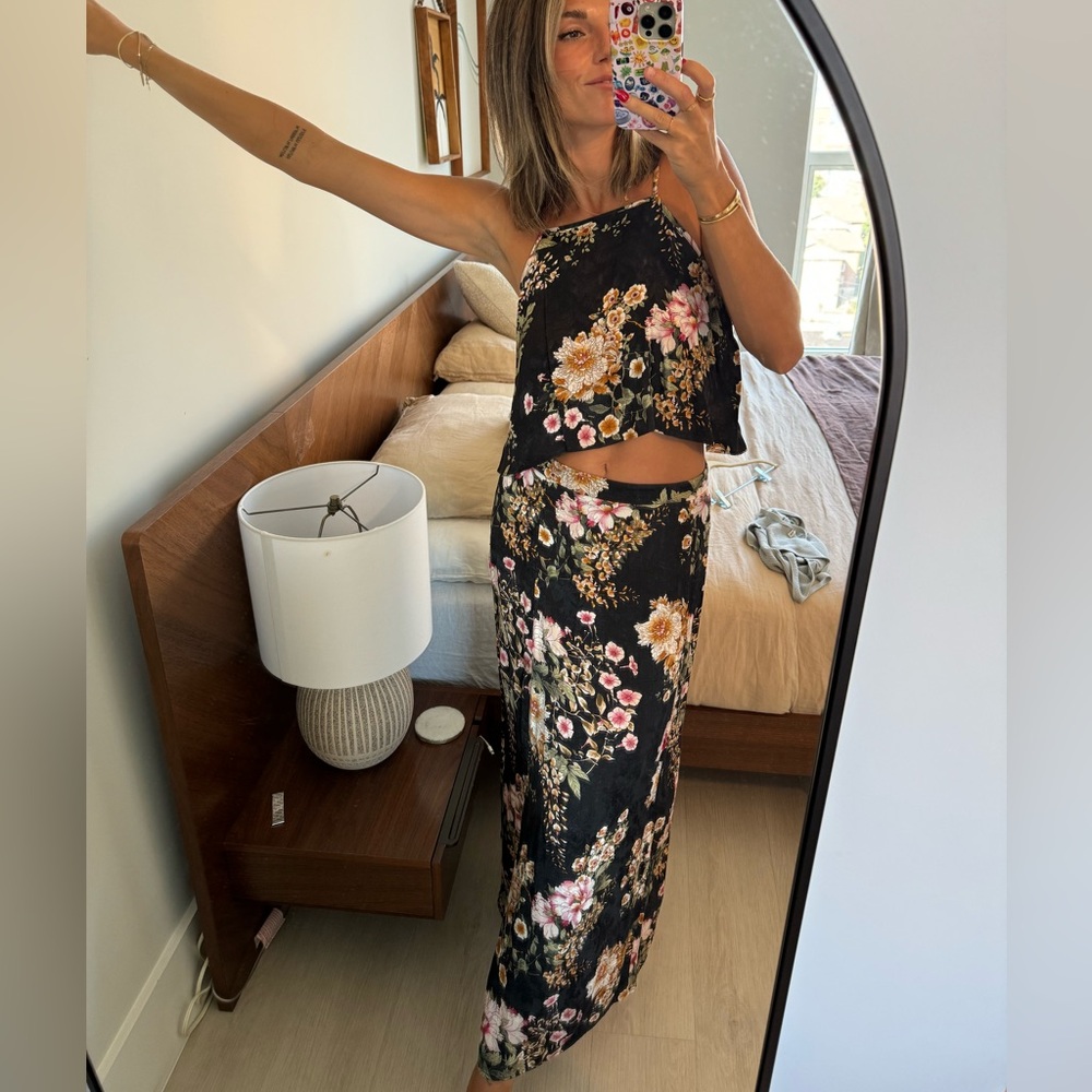 Anthropologie Silky Skirt & Top Set